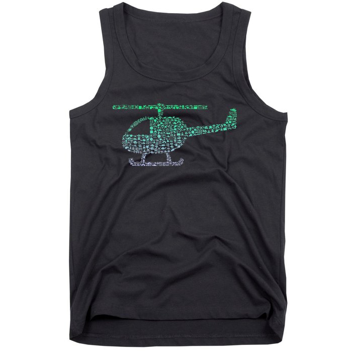 Chopper Silhouette Helicopter Pilot Helicopter Tank Top