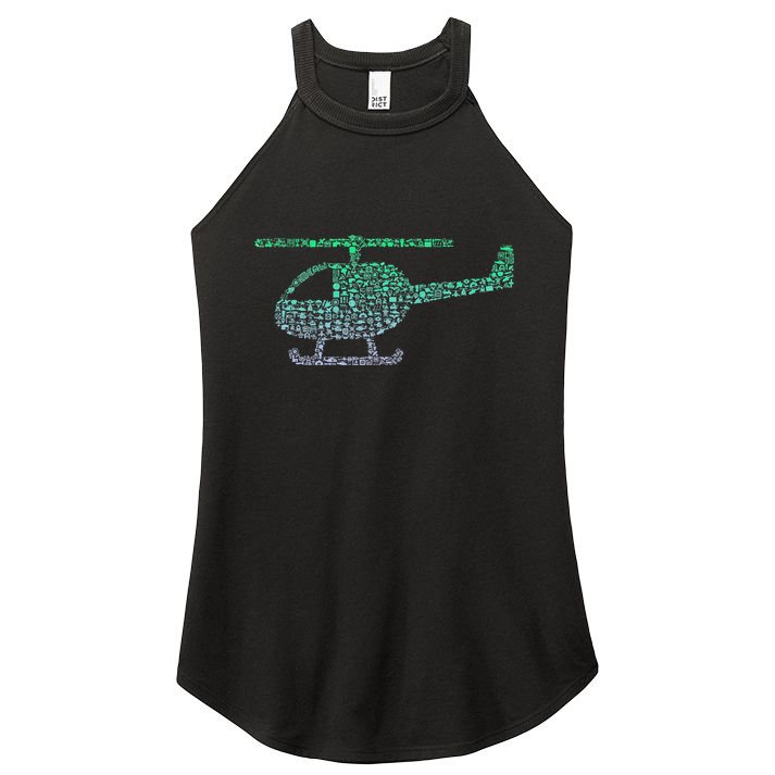 Chopper Silhouette Helicopter Pilot Helicopter Women's Perfect Tri Rocker Tank