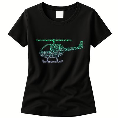 Chopper Silhouette Helicopter Pilot Helicopter Womens T-Shirt