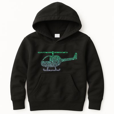 Chopper Silhouette Helicopter Pilot Helicopter Kids Hoodie