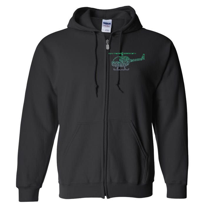 Chopper Silhouette Helicopter Pilot Helicopter Full Zip Hoodie