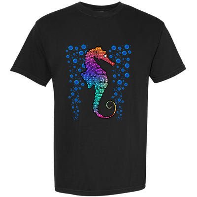 Colorful Sea Horse Print Ocean Garment-Dyed Heavyweight T-Shirt