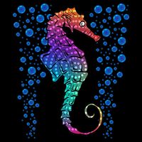 Colorful Sea Horse Print Ocean Cooling Performance Crew T-Shirt