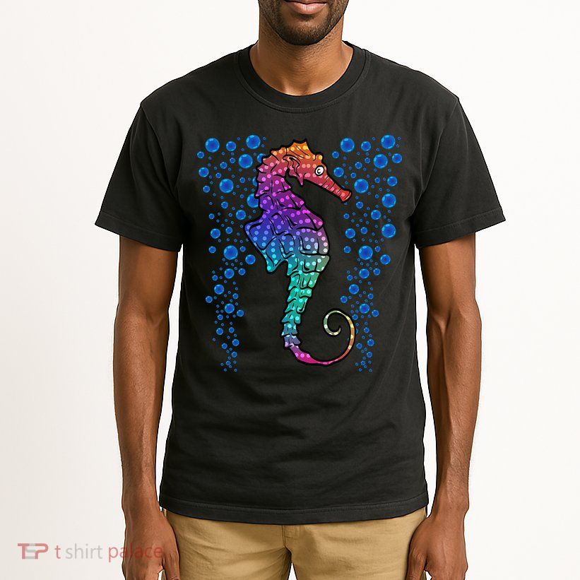 Colorful Sea Horse Print Ocean Tall T-Shirt