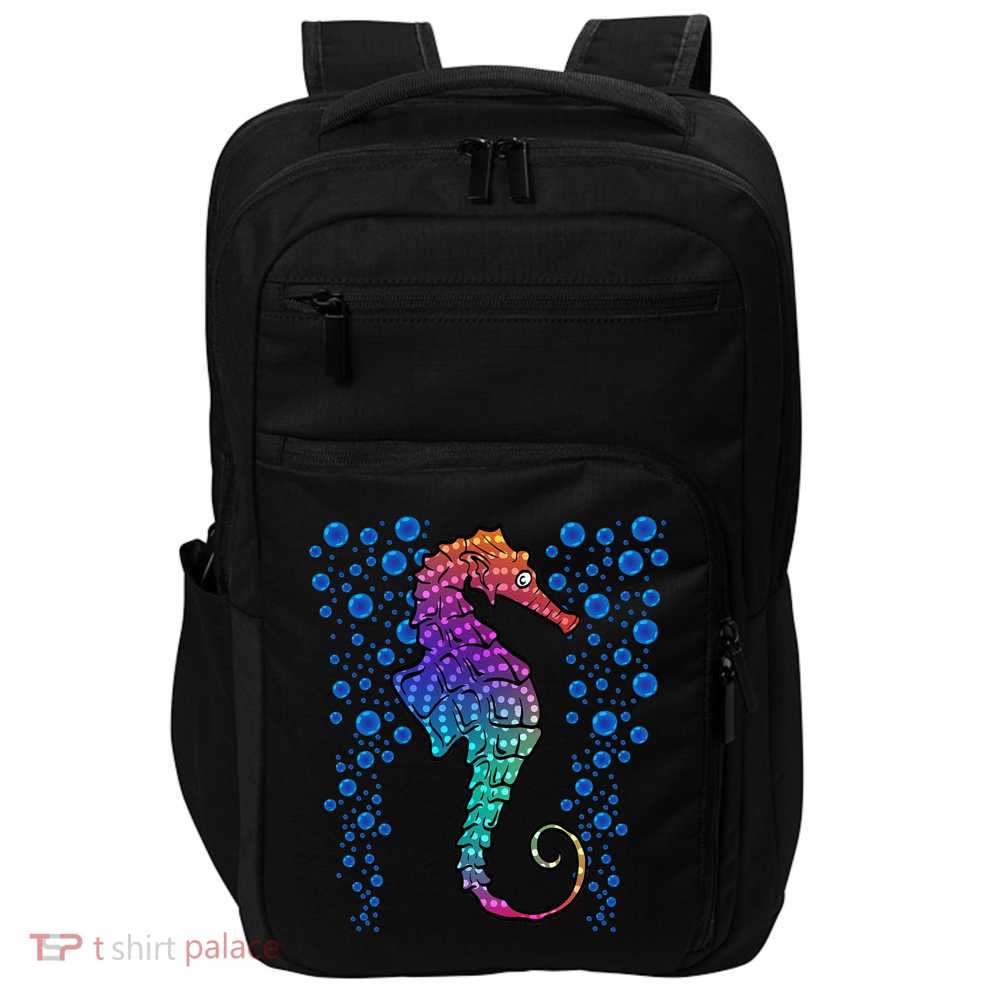 Colorful Sea Horse Print Ocean Impact Tech Backpack