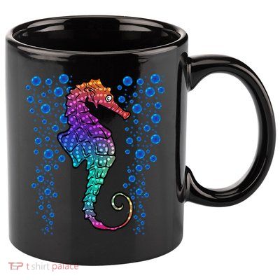Colorful Sea Horse Print Ocean 11oz C Handle Ceramic Mug