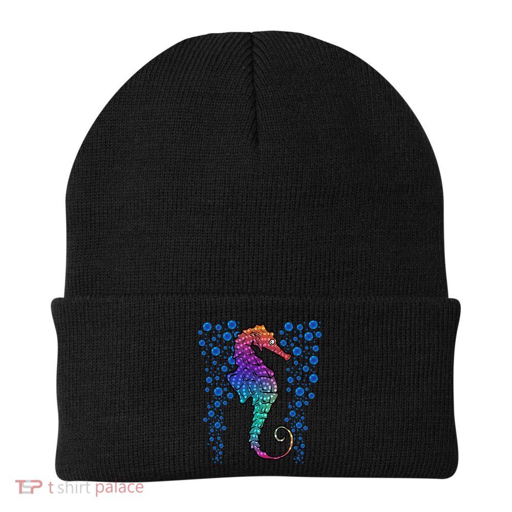 Colorful Sea Horse Print Ocean Beanie