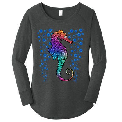 Colorful Sea Horse Print Ocean Women's Perfect Tri Tunic Long Sleeve Shirt