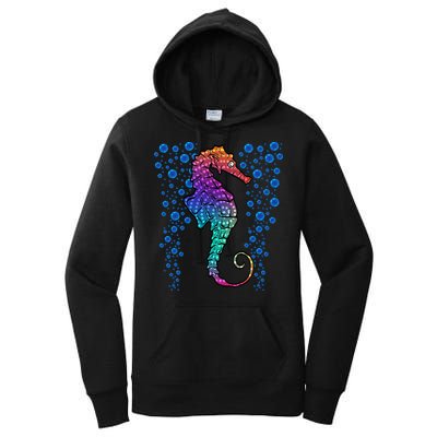 Colorful Sea Horse Print Ocean Women's Pullover Hoodie
