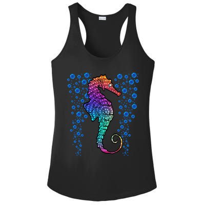 Colorful Sea Horse Print Ocean Ladies PosiCharge Competitor Racerback Tank