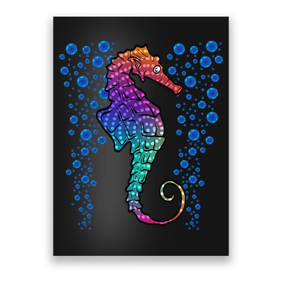 Colorful Sea Horse Print Ocean Poster