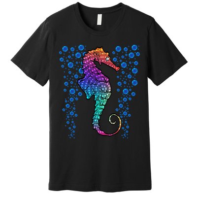 Colorful Sea Horse Print Ocean Premium T-Shirt