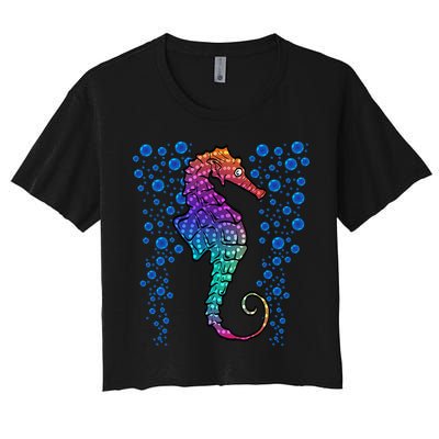Colorful Sea Horse Print Ocean Crop Top