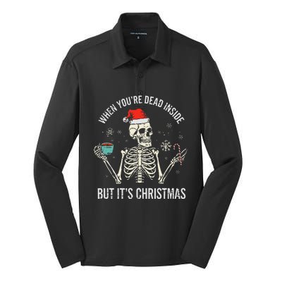 Christmas Skeleton Hot Chocolate Xmas Silk Touch Performance Long Sleeve Polo