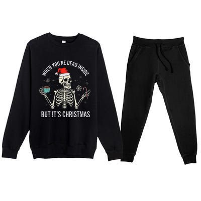 Christmas Skeleton Hot Chocolate Xmas Premium Crewneck Sweatsuit Set