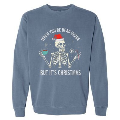 Christmas Skeleton Hot Chocolate Xmas Garment-Dyed Sweatshirt