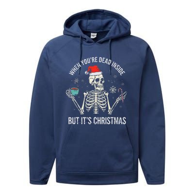 Christmas Skeleton Hot Chocolate Xmas Performance Fleece Hoodie