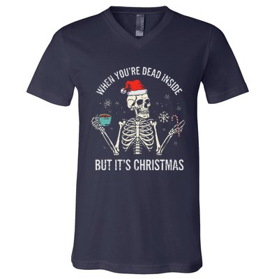 Christmas Skeleton Hot Chocolate Xmas V-Neck T-Shirt