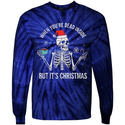 Christmas Skeleton Hot Chocolate Xmas Tie-Dye Long Sleeve Shirt