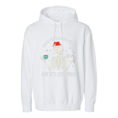 Christmas Skeleton Hot Chocolate Xmas Garment-Dyed Fleece Hoodie