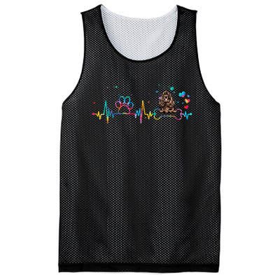 Cocker Spaniel Heartbeat Tie Dye Dog Lovers Mesh Reversible Basketball Jersey Tank