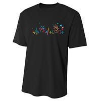 Cocker Spaniel Heartbeat Tie Dye Dog Lovers Performance Sprint T-Shirt