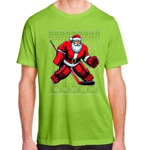 Christmas Santa Hockey Goalie Ugly Christmas Sweater  Adult ChromaSoft Performance T-Shirt