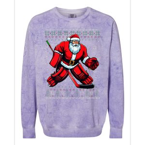 Christmas Santa Hockey Goalie Ugly Christmas Sweater  Colorblast Crewneck Sweatshirt