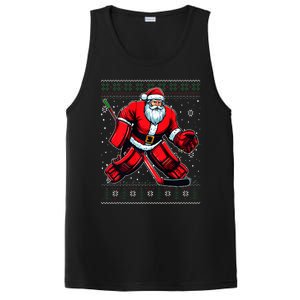 Christmas Santa Hockey Goalie Ugly Christmas Sweater  PosiCharge Competitor Tank