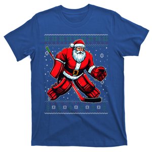 Christmas Santa Hockey Goalie Ugly Christmas Sweater  T-Shirt