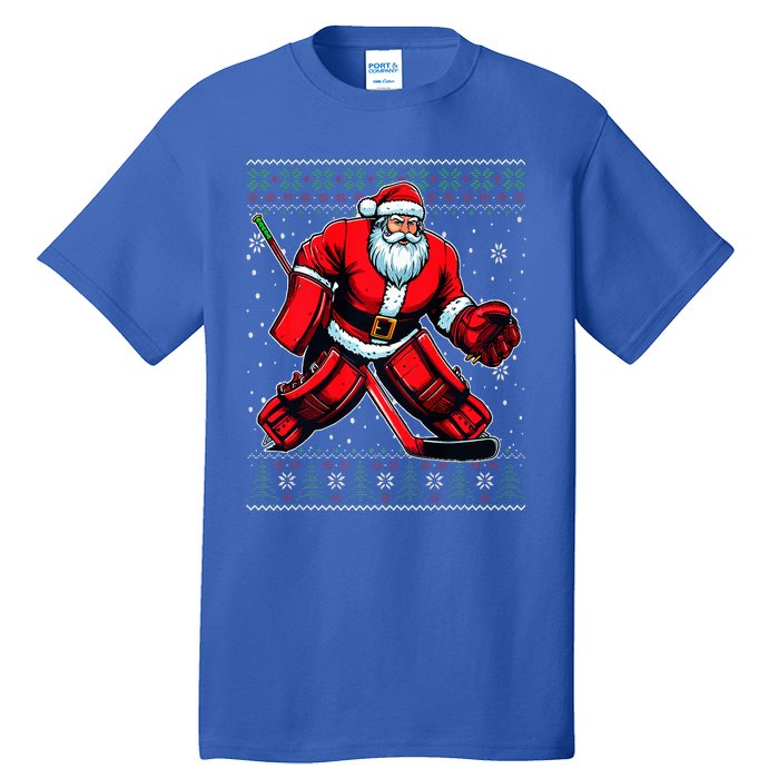 Christmas Santa Hockey Goalie Ugly Christmas Sweater  Tall T-Shirt