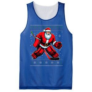 Christmas Santa Hockey Goalie Ugly Christmas Sweater  Mesh Reversible Basketball Jersey Tank