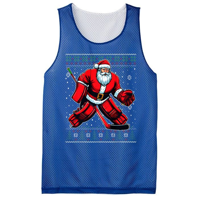 Christmas Santa Hockey Goalie Ugly Christmas Sweater  Mesh Reversible Basketball Jersey Tank