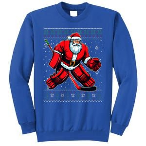 Christmas Santa Hockey Goalie Ugly Christmas Sweater  Tall Sweatshirt