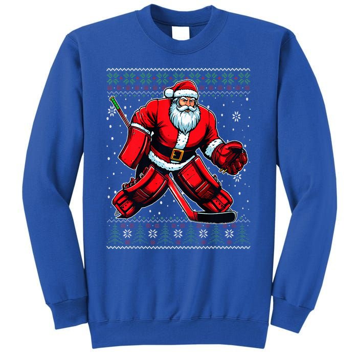 Christmas Santa Hockey Goalie Ugly Christmas Sweater  Tall Sweatshirt