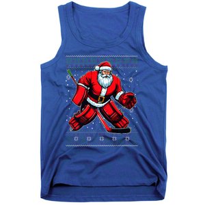 Christmas Santa Hockey Goalie Ugly Christmas Sweater  Tank Top