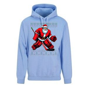 Christmas Santa Hockey Goalie Ugly Christmas Sweater  Unisex Surf Hoodie