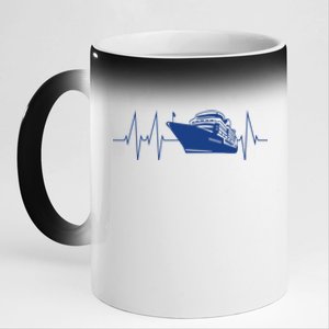 Cruise Ship Heartbeat Family Cruise Gift 11oz Black Color Changing Mug