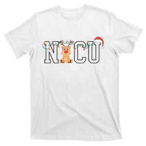 Cute Santa Hat Reindeer Christmas Light Xmas Nicu Nurse T-Shirt