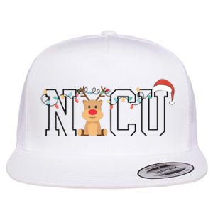 Cute Santa Hat Reindeer Christmas Light Xmas Nicu Nurse Flat Bill Trucker Hat