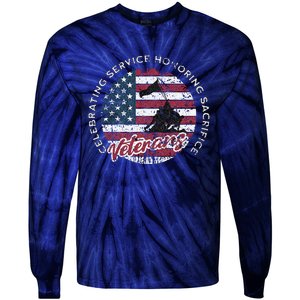 Celebrating Service Honoring Sacrifice Patriot Tie-Dye Long Sleeve Shirt