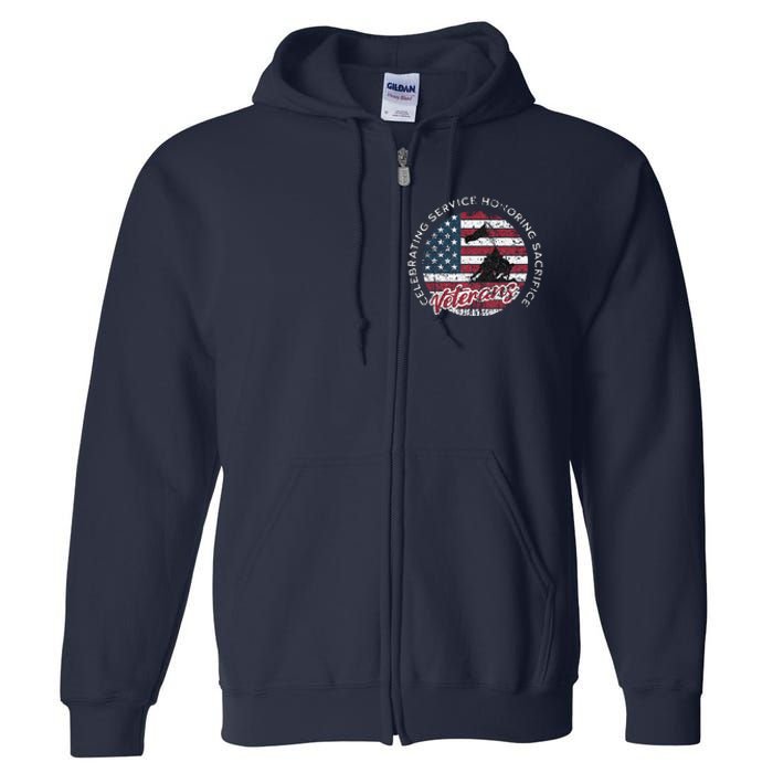 Celebrating Service Honoring Sacrifice Patriot Full Zip Hoodie