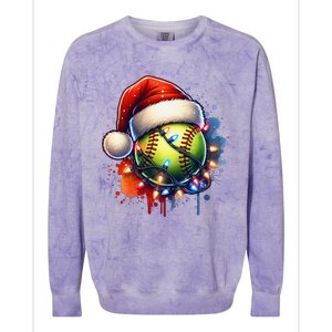 Christmas Softball Holiday Softball Player Xmas Colorblast Crewneck Sweatshirt