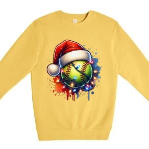 Christmas Softball Holiday Softball Player Xmas Premium Crewneck Sweatshirt