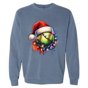 Christmas Softball Holiday Softball Player Xmas Garment-Dyed Sweatshirt