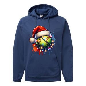 Christmas Softball Holiday Softball Player Xmas Performance Fleece Hoodie