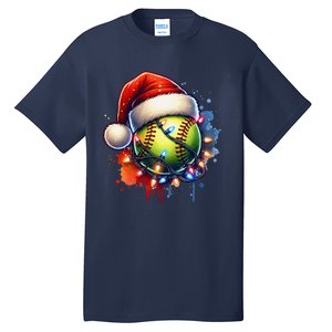 Christmas Softball Holiday Softball Player Xmas Tall T-Shirt