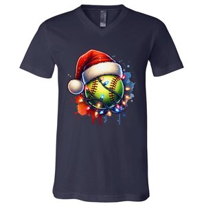 Christmas Softball Holiday Softball Player Xmas V-Neck T-Shirt