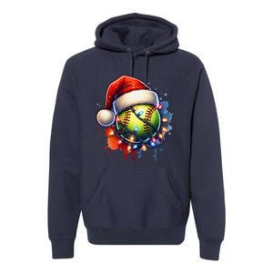 Christmas Softball Holiday Softball Player Xmas Premium Hoodie