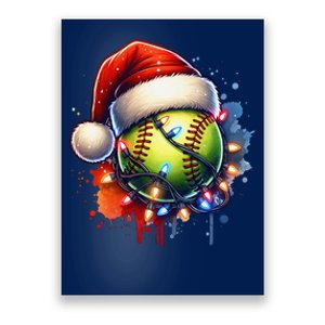 Christmas Softball Holiday Softball Player Xmas Poster